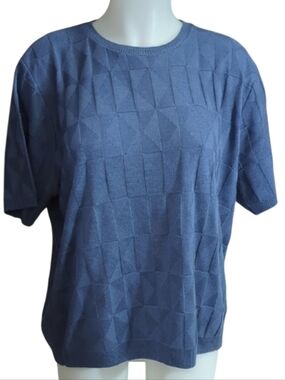 💙 Textured Knit Short Sleeve Pullover – Blue | Size XL | Fred Dunner 💙